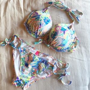 Victoria's Secret Multicolor Pastel Floral Print Bikini
